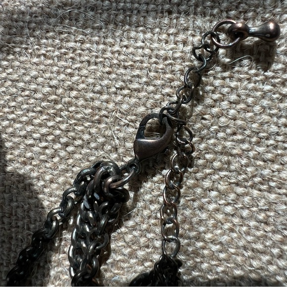 Bronze chain multilayer oil slick borealis beaded shiny crystal necklace - Picture 7 of 7